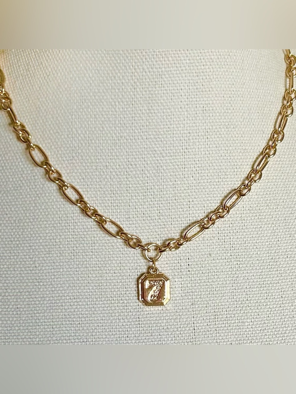 Gold Number 7 Charm Chain Necklace